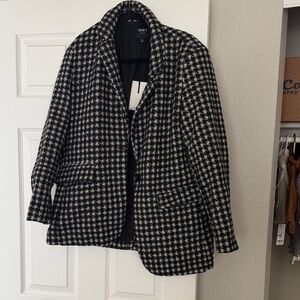 Oat New York Black and White Houndstooth Blazer